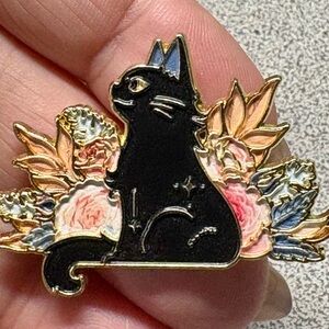 Elegant Black Cat Enamel Pin